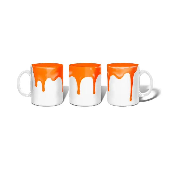 Ceramic Mug w/ Orange Paint Drip