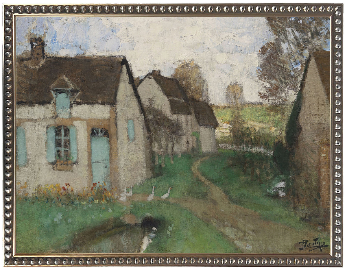 House with Blue Shutters Painting