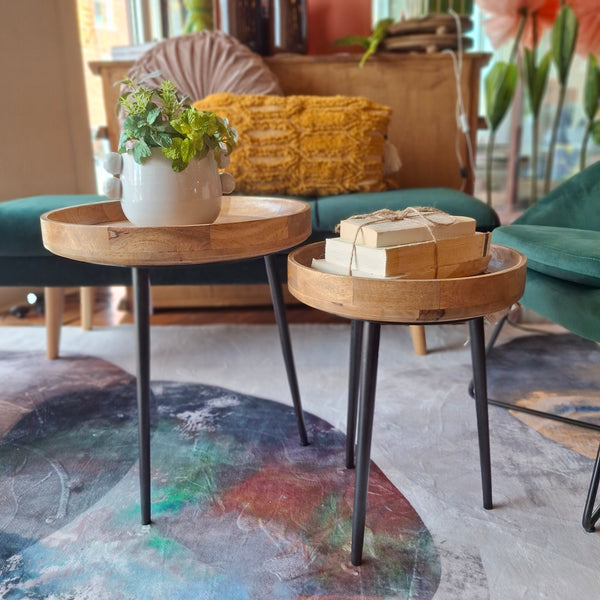 Mango Wood Occasional Tables with Iron Legs