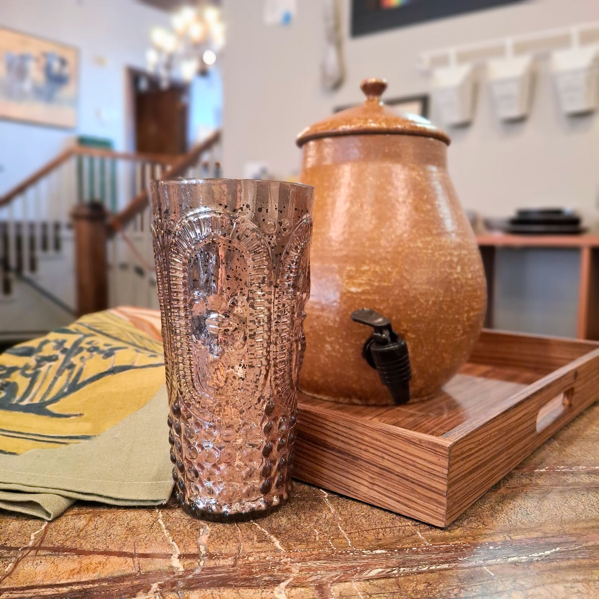 Pink Embossed Fleur De Lis Votive Holder