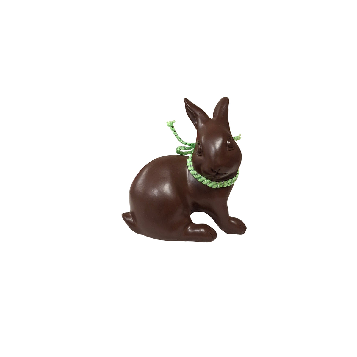 Polyresin Chocolate Easter Bunnies with Green Bow