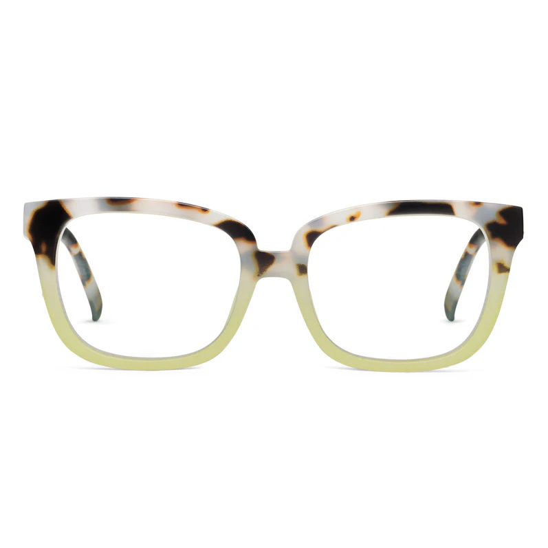 Tortoiseshell and chai eyeglasses on a white background