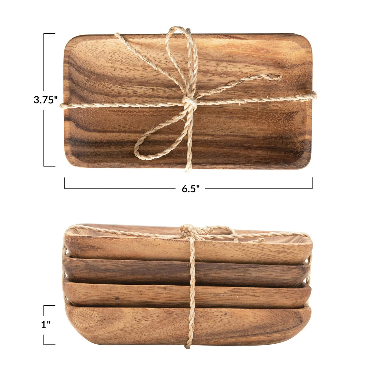 Small Acacia Wood Trays (Set of 4)