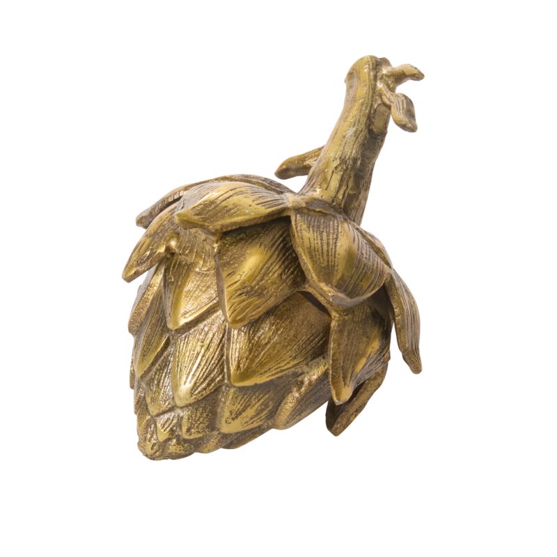 Bronze artichoke figurine on a white background