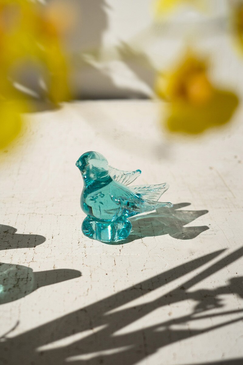 Blue Glass Bird Tabletop Decor