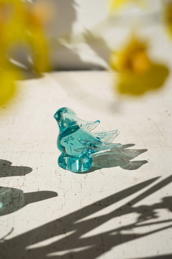 Blue Glass Bird Tabletop Decor
