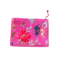 Quilted Cotton Velvet Zip Pouch