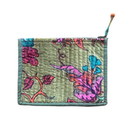 Quilted Cotton Velvet Zip Pouch