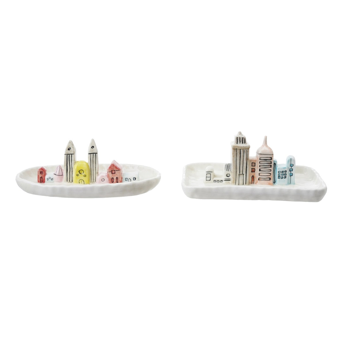 Stoneware City Skyline Jewelry Dish