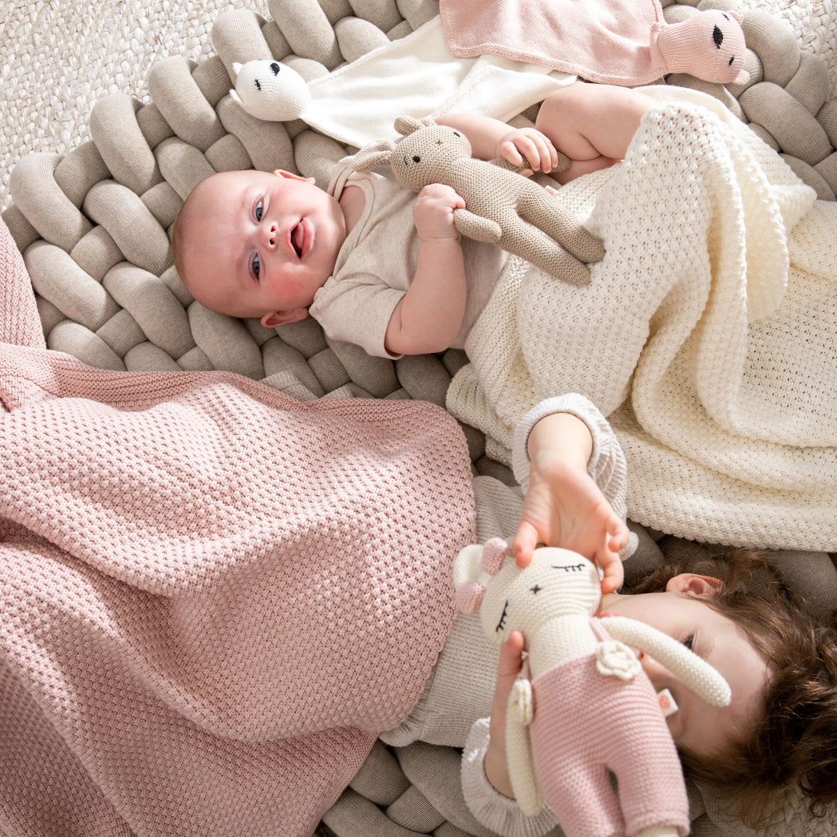 Pink Lemonade Baby Blanket & Lovie Set - Honey Bee Ivory