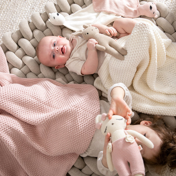 Pink Lemonade Baby Blanket & Lovie Set - Honey Bee Ivory