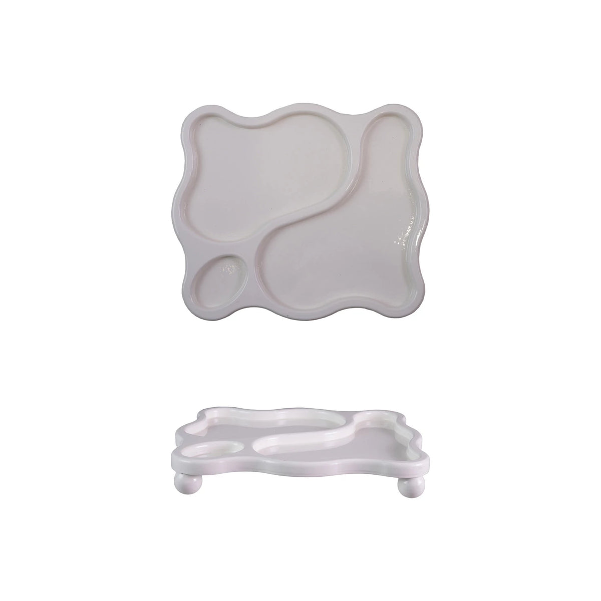 Organic Shaped Tray with 3 Sections & Balled Feet