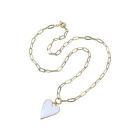 White Enamel Heart Necklace