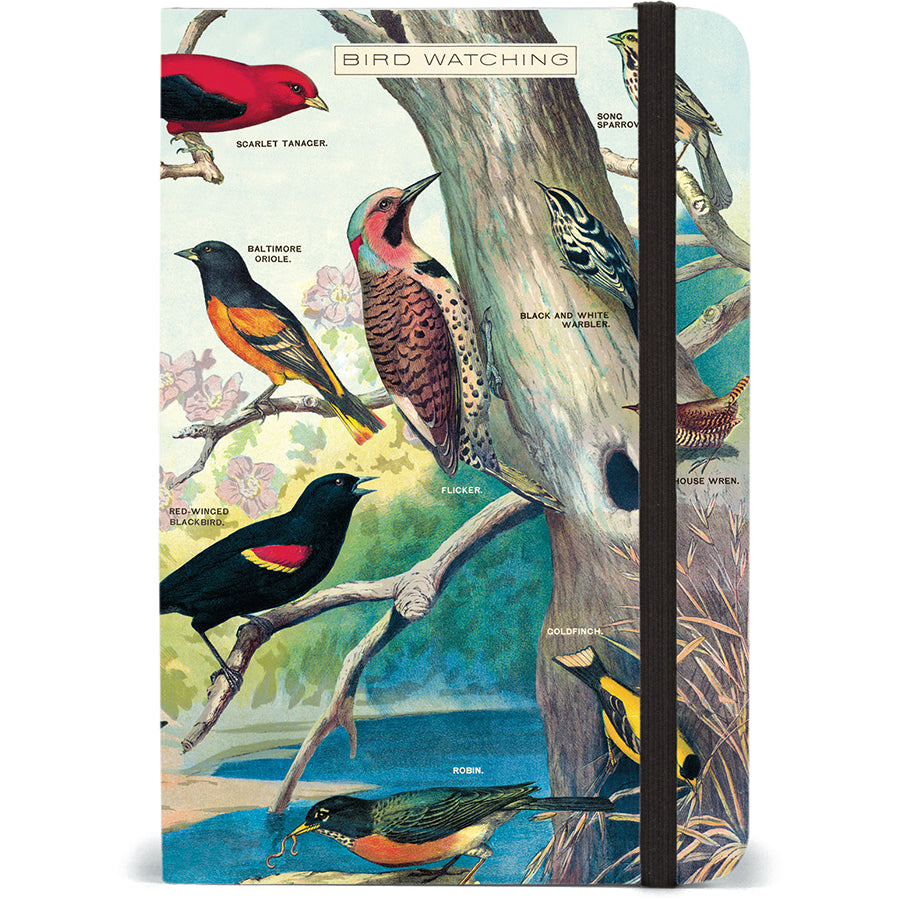 Notebook with bird illustration design on the cover