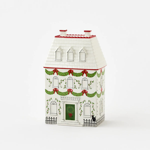 Christmas Townhome Ceramic Container
