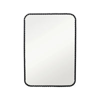 Black Metal Wall Mirror with Beaded Frame - Obsidian