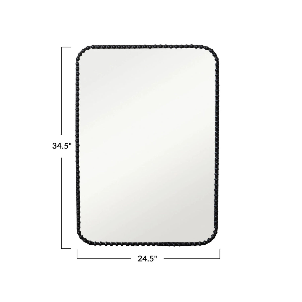 Black Metal Wall Mirror with Beaded Frame - Obsidian