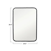 Black Metal Wall Mirror with Beaded Frame - Obsidian