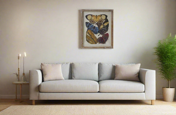 Wood Framed Textured Paper Butterfly Wall Hanging