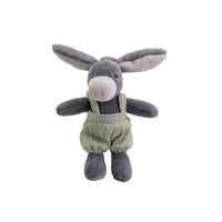 Plush Animal Stuffie in Cotton Overalls