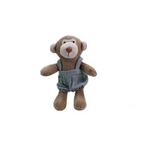 Plush Animal Stuffie in Cotton Overalls