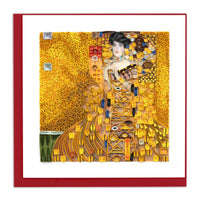 Quilled greeting card resembling Klimt's 'Lady in Gold'