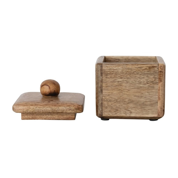 Square Mango Wood Container with Lid