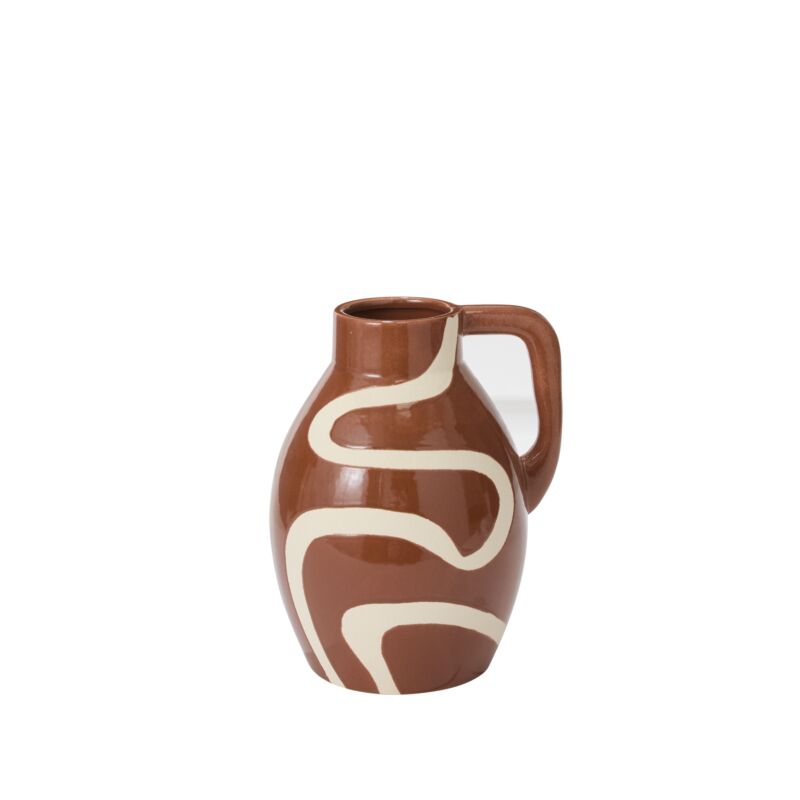 Ceramic Hand-Painted Curvature Vase with Handle