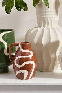 Ceramic Hand-Painted Curvature Vase with Handle