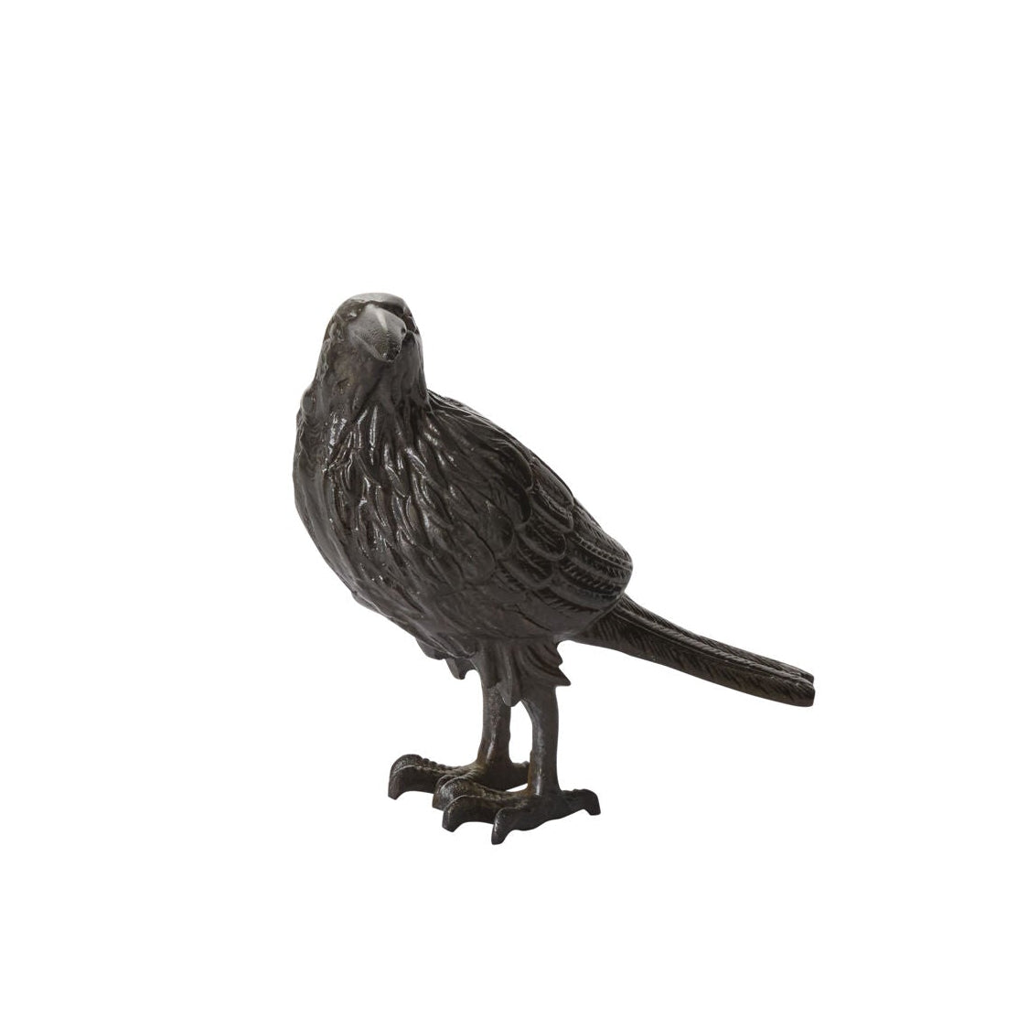 Black raven figurine on a white background