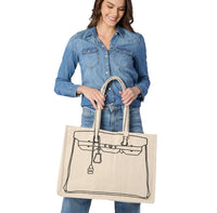 Tote de Luxe Cotton Canvas Tote with Sketch Bag Motif - Cotton Canvas