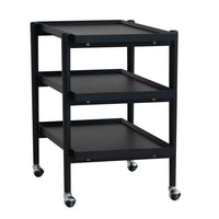Rubberwood 3-Tier Bar Cart on Casters with Removable Tray/Shelf