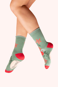 Floral Spray Olive - Ankle Socks