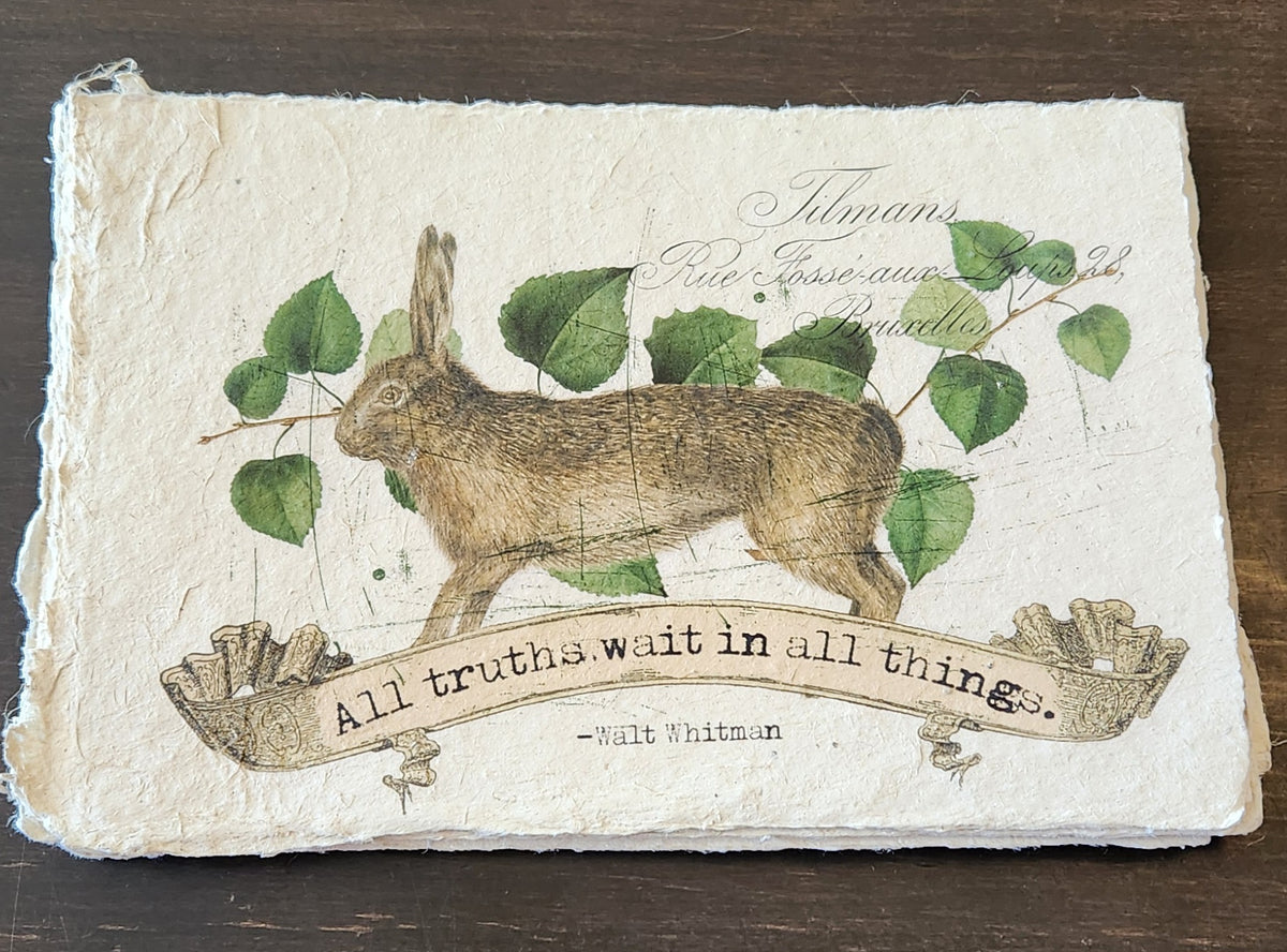 Inspirational Quote with Rabbit on Handmade Paper Print