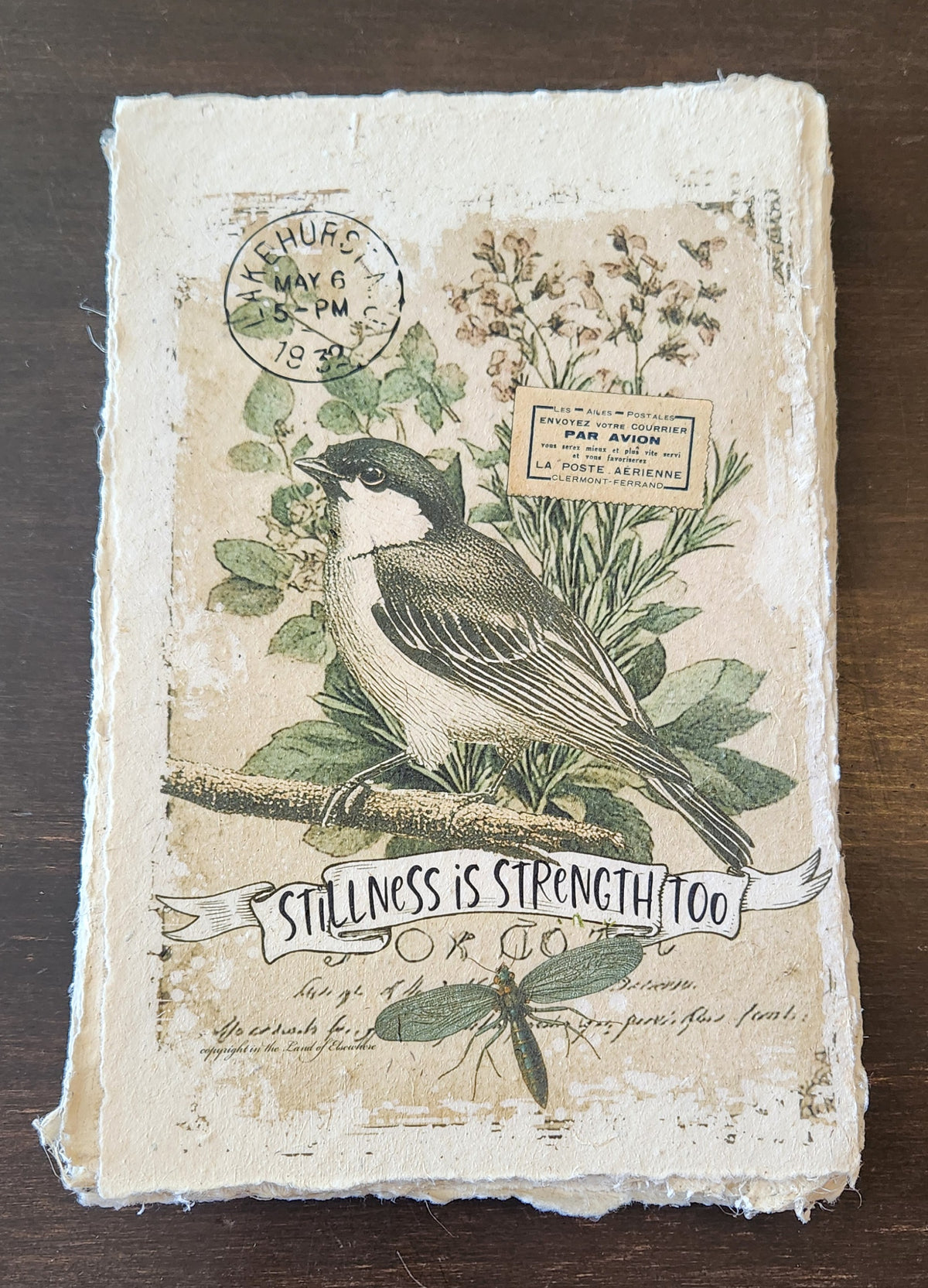 Inspirational Quote with Bird on Handmade Paper Print