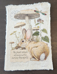 Inspirational Quote with Rabbit on Handmade Paper Print