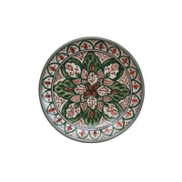 Hand-Painted Stoneware Plate w/ Design, Cream Color, Brown & Green