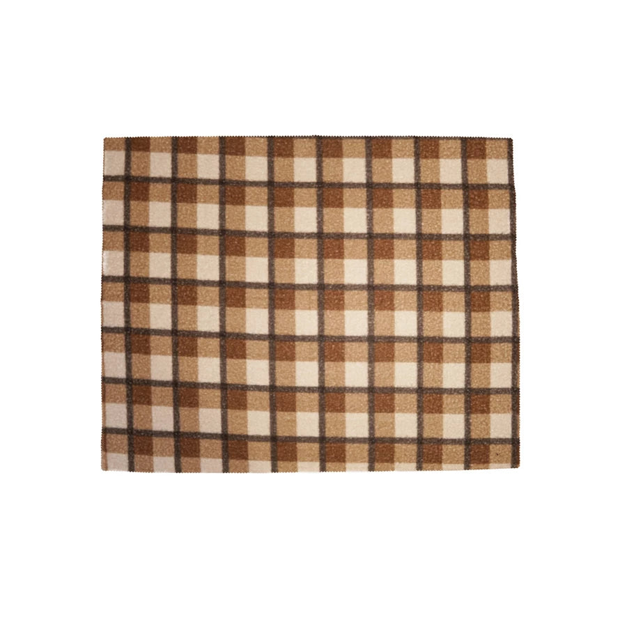 Brown Plaid Faux Sherpa Throw