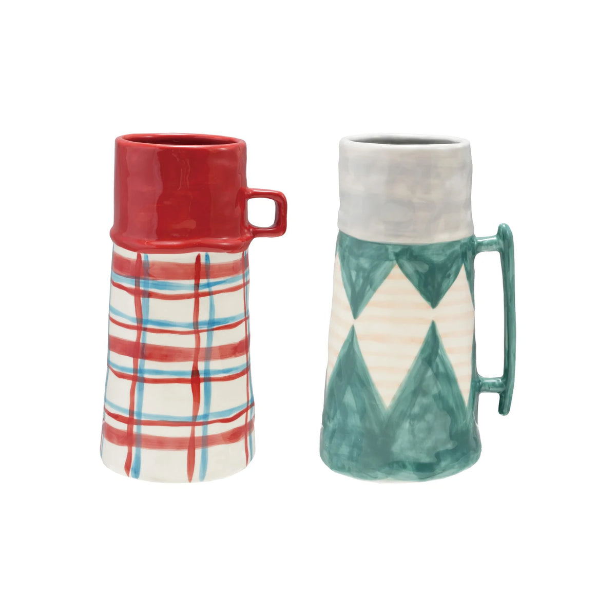 Hand-Painted Stoneware Container/Vase 46 oz, 2 Styles (Each One Will Vary)