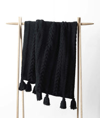 Black Braided Pom Pom Throw - Sunday Citizen