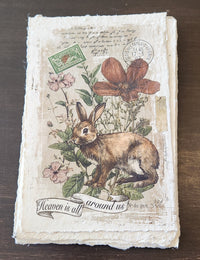 Inspirational Quote with Rabbit on Handmade Paper Print