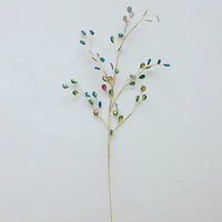 Faux Botanical Spray with Iridescent Acrylic Jewels, Gold Finish