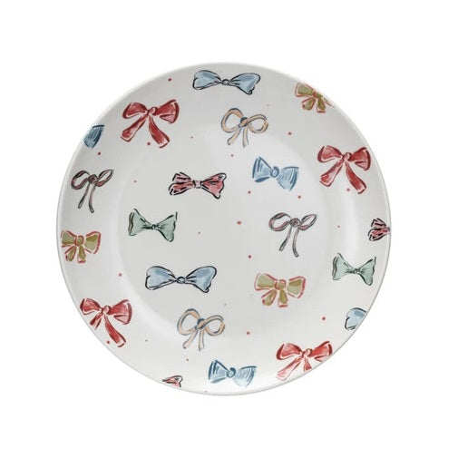 Bow Stoneware Holiday Plate - 8"