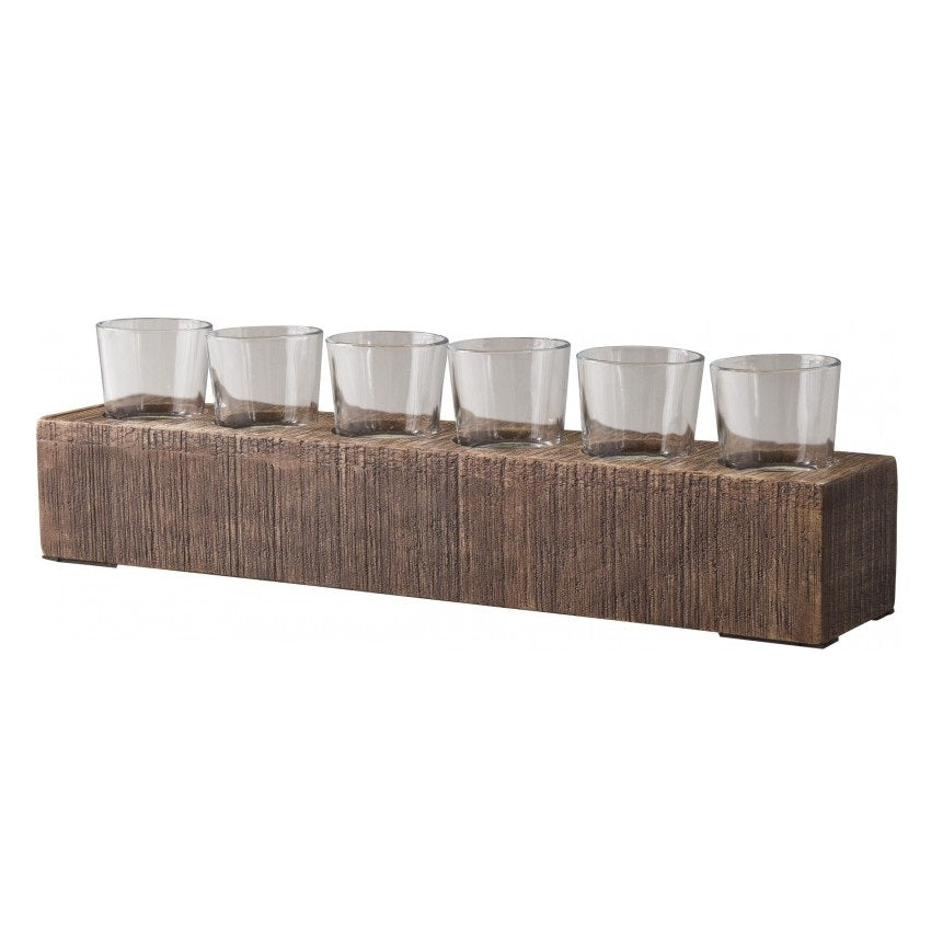 Natural Textured Wood Cassandra Candle Holder
