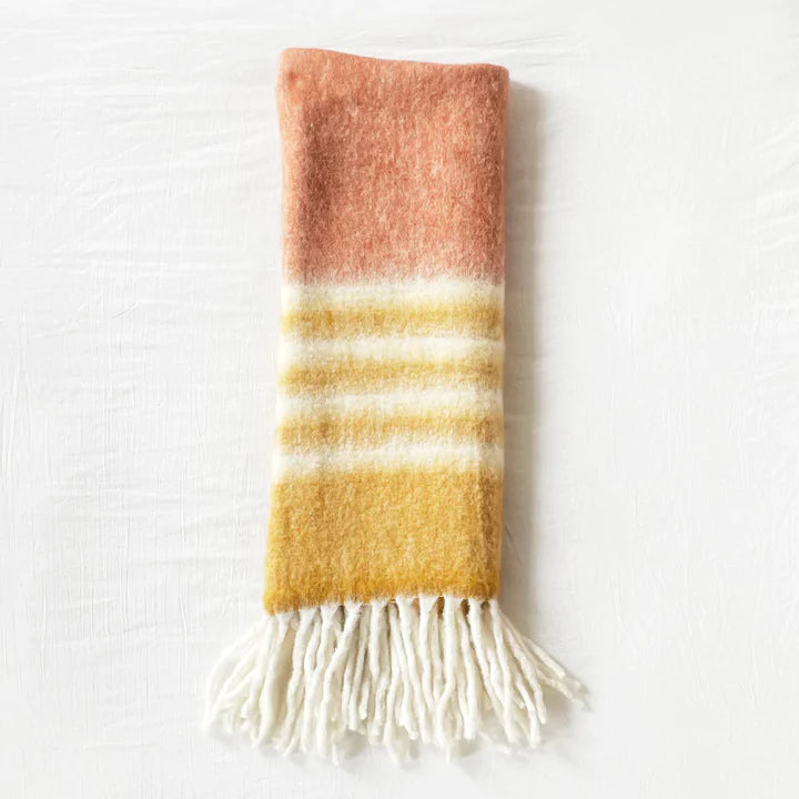Patina Vie Mohair Throw Blanket with Fringe